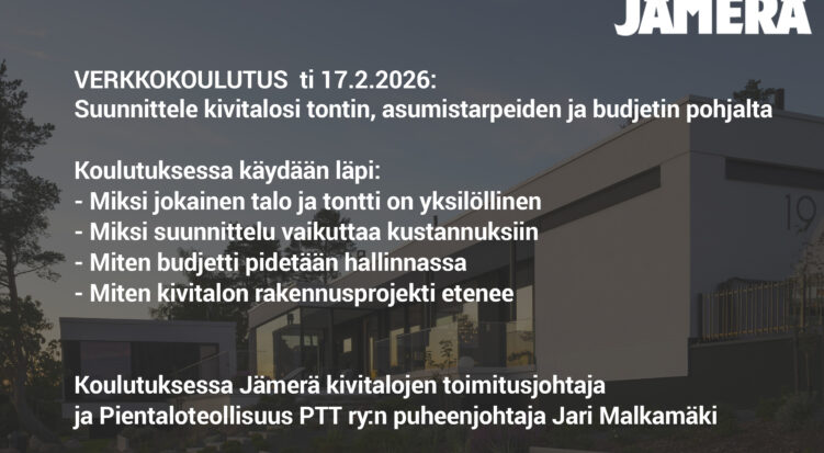 Ilmoittaudu kivitalon suunnittelu- ja rakennuskouluun ti 17.2.2026 klo. 17.-19.00