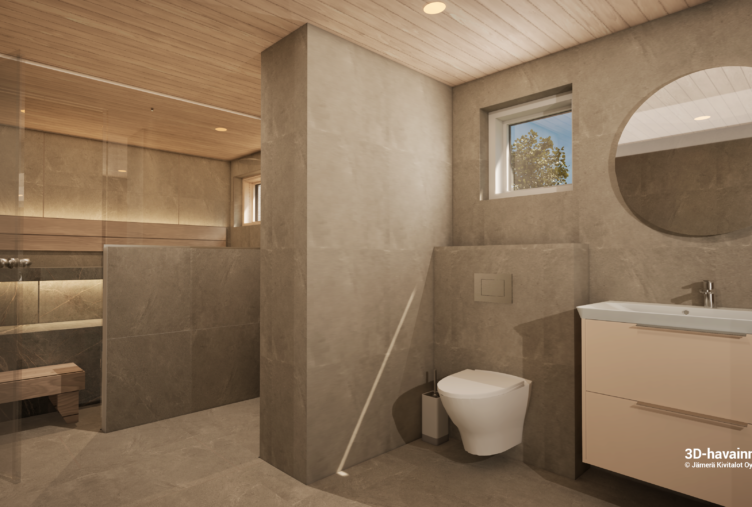 kivitalon kylpyhuone ja sauna 134 m2 Tuusulan Rykmentinpuisto talo A