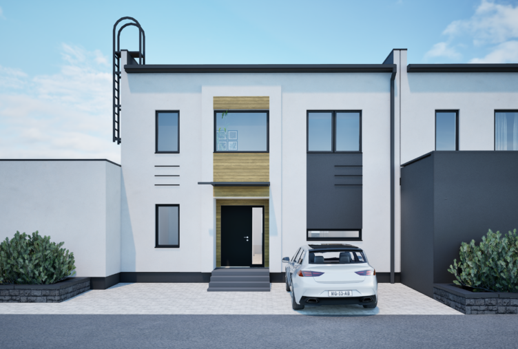 134 m2 kivitalon julkisivu Tuusulan Rykmentinpuistossa talo A