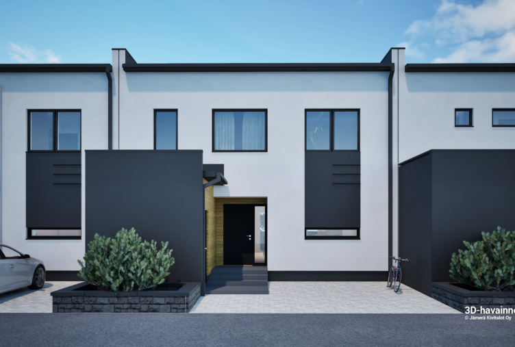 128 m2 kivitalon julkisivu Tuusulan Rykmentinpuistossa talo B