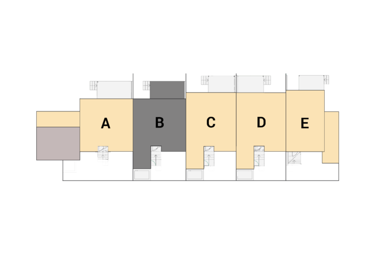 kivitalojen pohjakuva Tuusulan Rykmentinpuistossa talot A B C D E townhouse rivistö