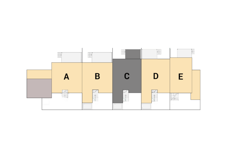 kivitalojen pohjakuva Tuusulan Rykmentinpuistossa talot A B C D E townhouse rivistö