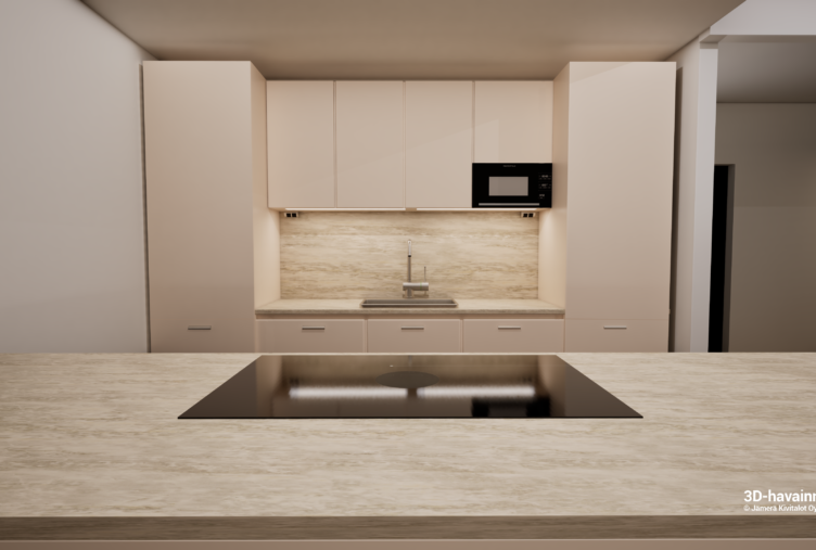 moderni keittiö kivitalo Tuusula 134 m2 talo C avokeittiö